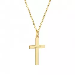 Collier croix gravée plaqué or