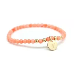 bracelet perles médaille initiale personnalisé