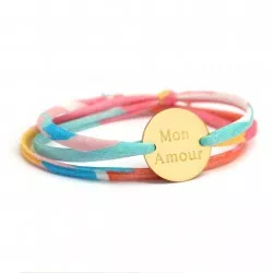 bracelet liberty cordon médaille personnalisée plaqué or