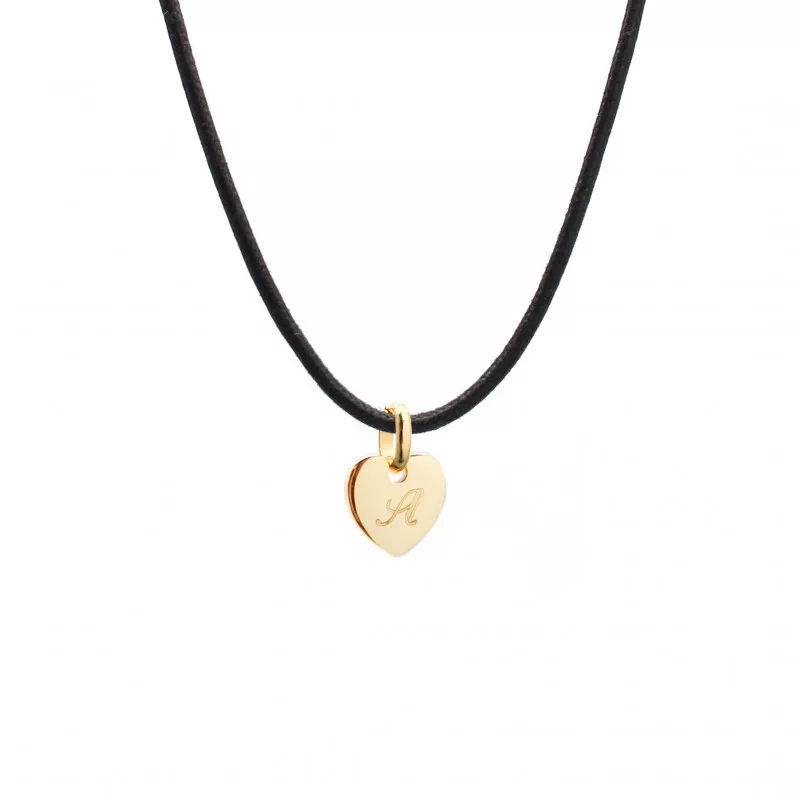 Collier cordon personnalisé charm coeur plaqué or
