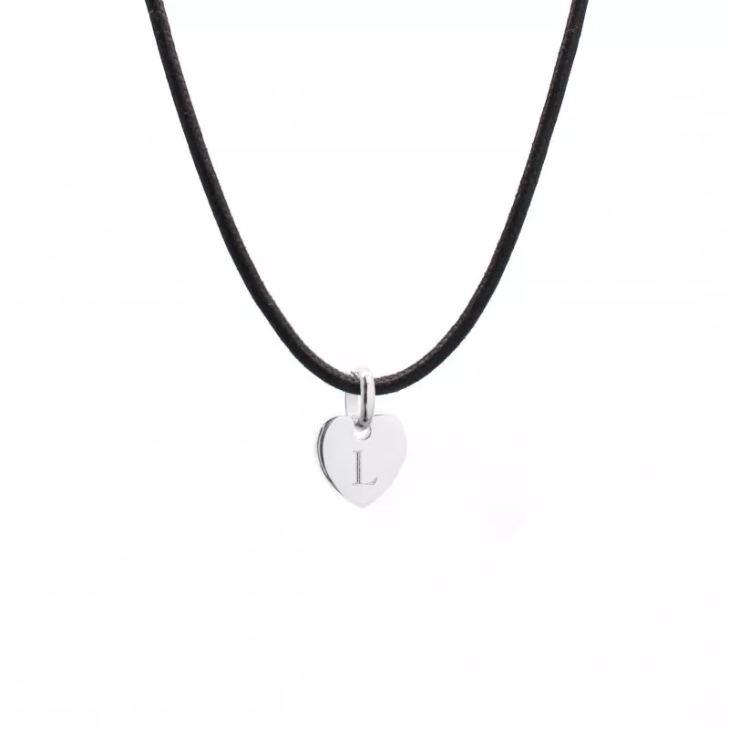 Collier cordon personnalisé charm coeur argent