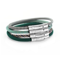 Bracelet cordon personnalisé vert à graver