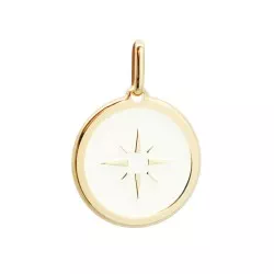 Pendentif à graver rose des vents ivoire plaqué or