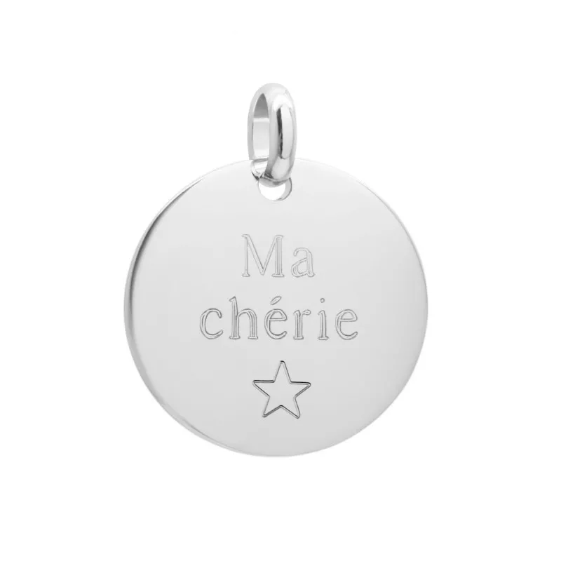 Pendentif médaille ronde argent à graver