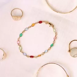 Bracelet cristal et chaine plaqué or