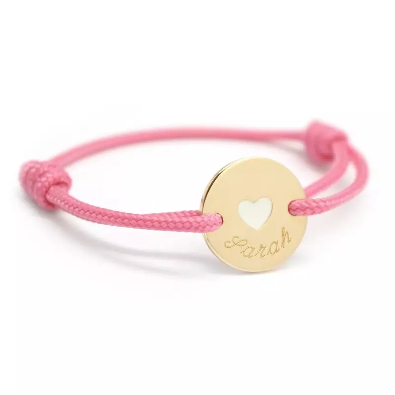 Bracelet mini jeton coeur laqué à graver