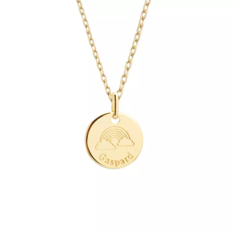 Collier médaille arc en ciel à graver