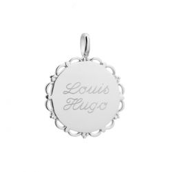 Pendentif médaille dentelle argent à graver