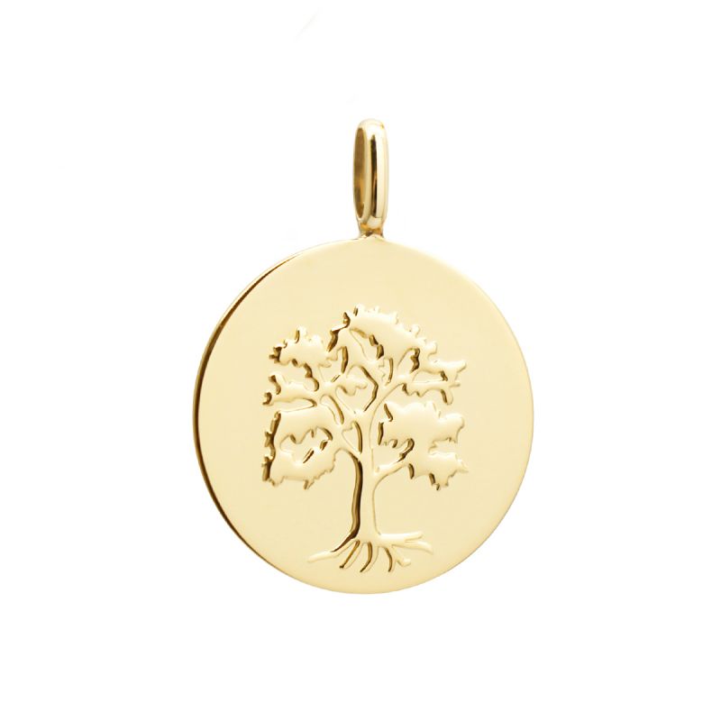 Médaille arbre de vie plaqué or personnalisable