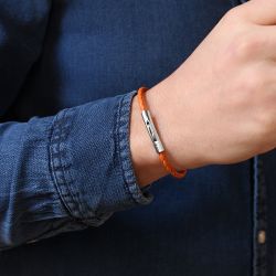 Bracelet cuir homme à graver - Orange