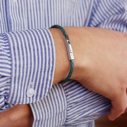 Bracelet cuir turquoise à graver pour homme