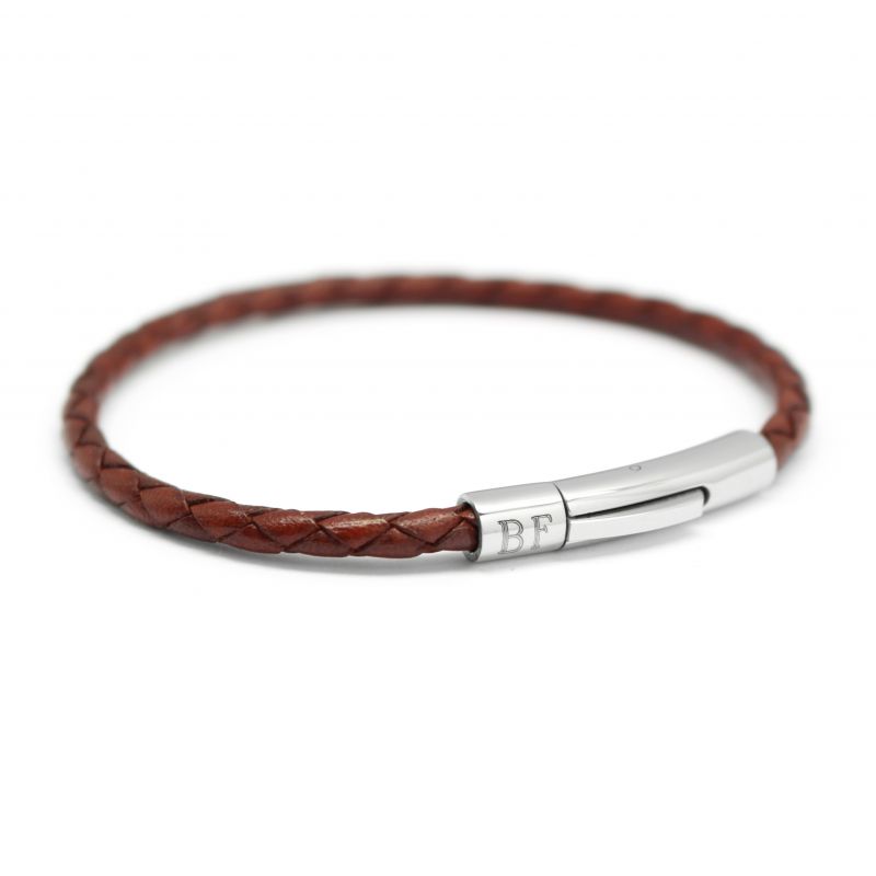 Bracelet cuir marron homme à personnaliser