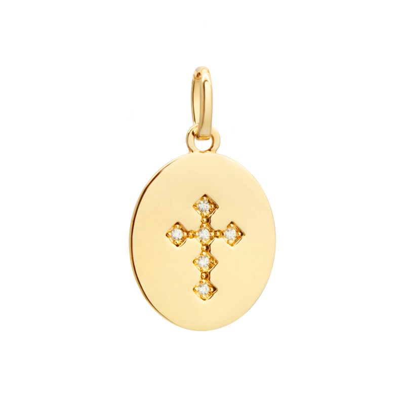 Pendentif croix plaqué or oxyde de zirconium