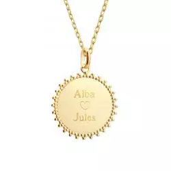 Collier médaille soleil personnalisable en plaqué or