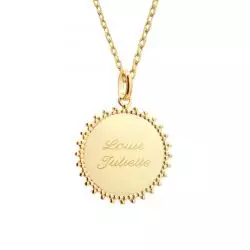 Collier médaille soleil à graver - plaqué or