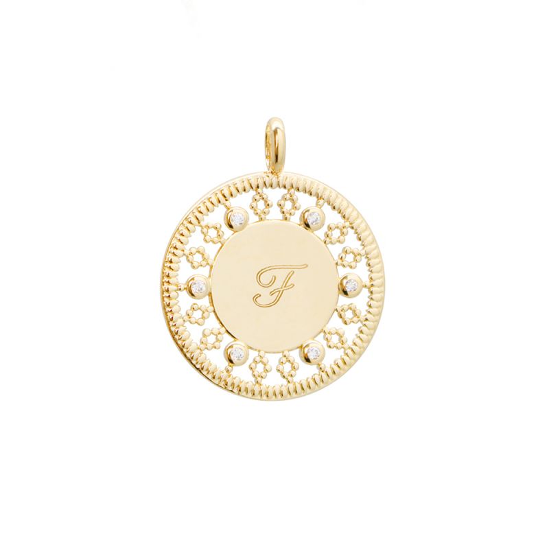 pendentif médaille plaqué or personnalisable