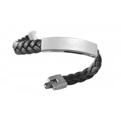 bracelet homme cuir tressé gravé