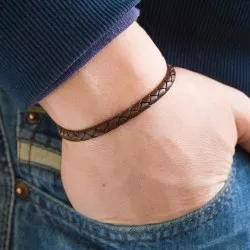 bracelet cuir gravé homme marron