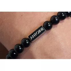 Bracelet perles homme - Agates noires