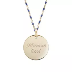 Collier Chaine perles émaillées bleues- Plaqué or