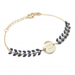 Bracelet chaine épis émaillés bleus - Plaqué or