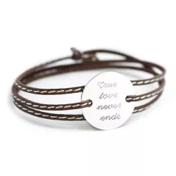Bracelet cuir médaille personnalisée argent