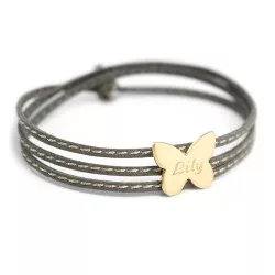 Personalised leather bracelet gold plated