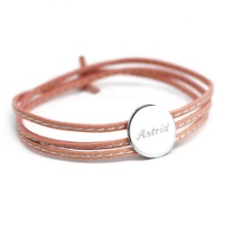Personalised leather bracelet sterling silver