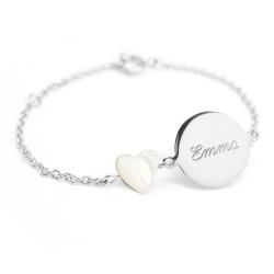 Personalised chain bracelet sterling silver and MOP