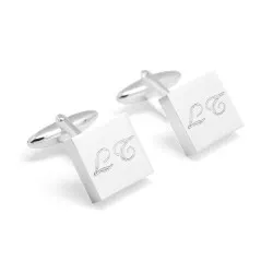 boutons de manchettes personnalisés carrés argent
