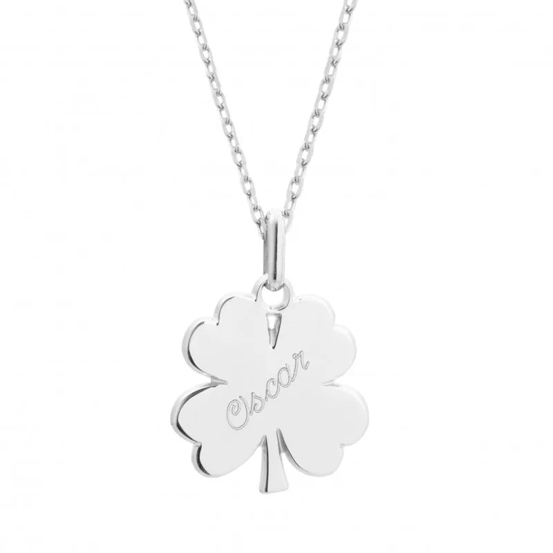 collier personnalisé trèfle argent