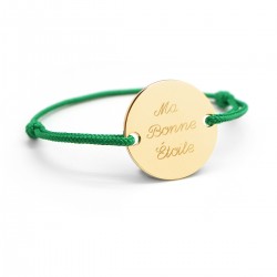 personalised cord bracelet gold plated medal