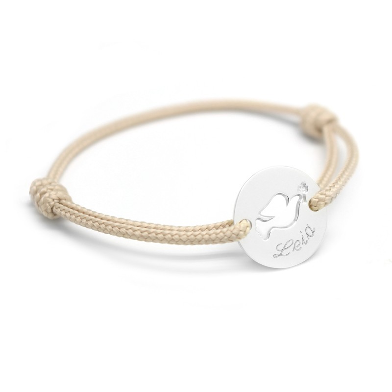 Personalised cord bracelet sterling silver