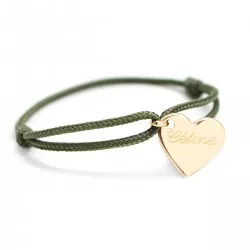 Bracelet cordon enfant coeur plaqué or à graver
