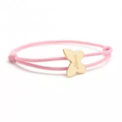 Bracelet cordon personnalisé enfant papillon plaqué or