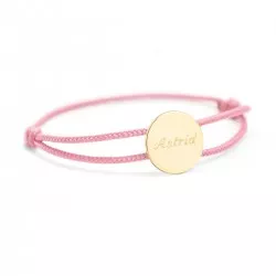 bracelet cordon médaille ronde enfant plaqué or