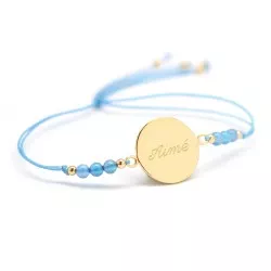 Bracelet soie médaille plaqué or personnalisé