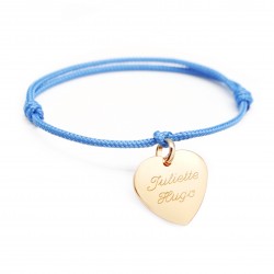 Personalised cord bracelet gold plated heart