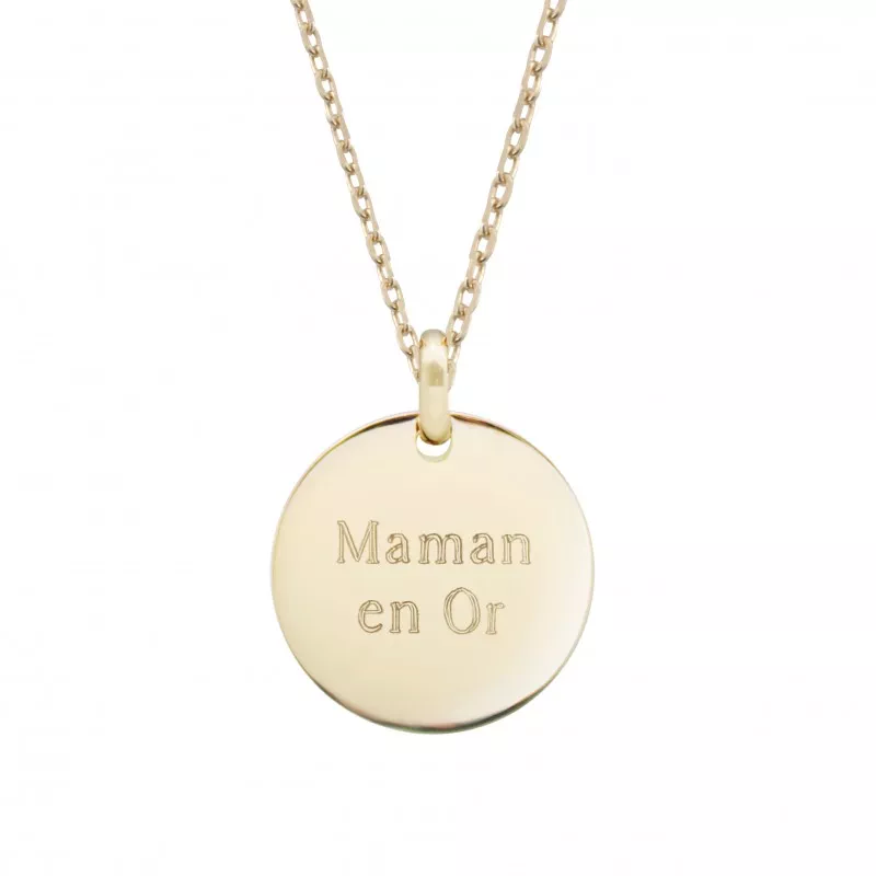 collier gravé femme plaqué or maman