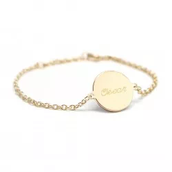 Bracelet chaine médaille gravé plaqué or