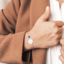 Bracelet médaille à graver et sodalite