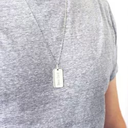 collier homme plaque à graver argent