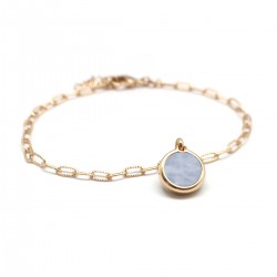 Bracelet chaine et pierre bleue personnalisé