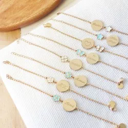 Bracelet médaille personnalisée et laque message