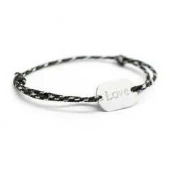 Bracelet personnalisé cordon marin argent brossé