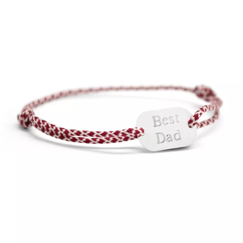 Bracelet cordon homme personnalisé argent brossé