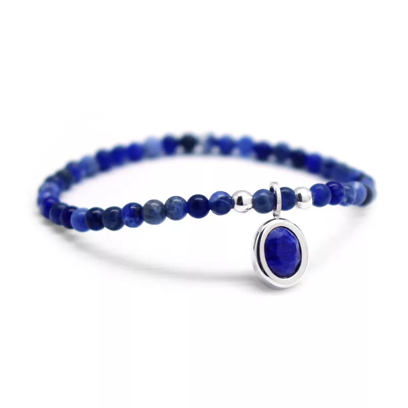 Bracelet pierre sodalite personnalisé argent